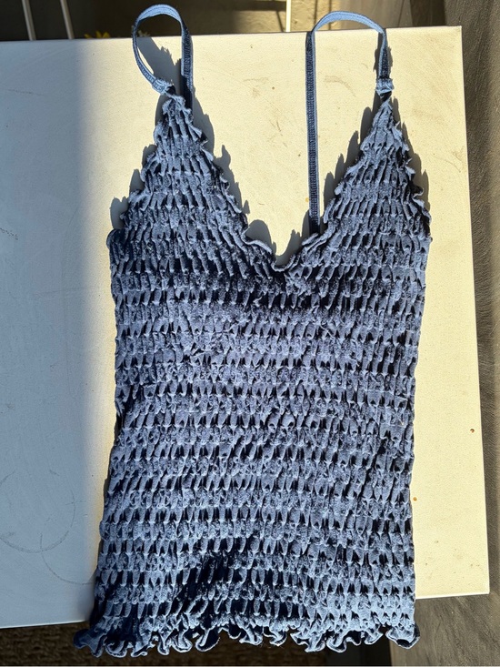 Free People Tops - Free People Navy Blue Smocked Tank Top